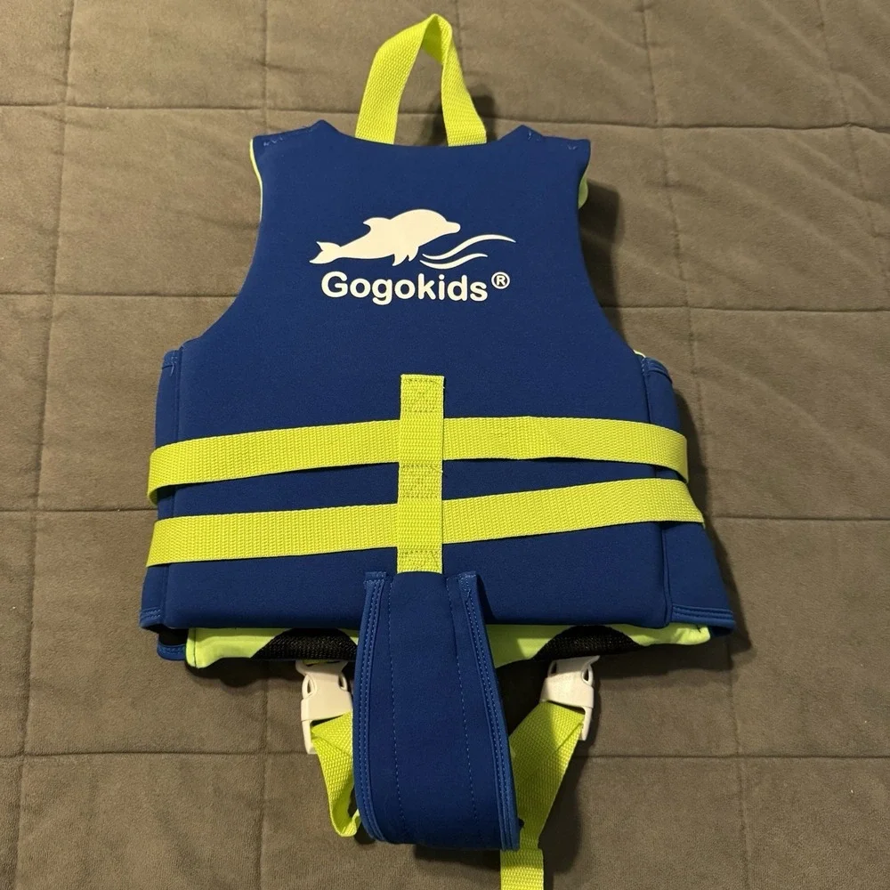 Gogokids‎ Toddler Medium Swim Life Jacket Blue Polka Dot Adjustable Swim Vest